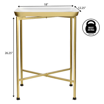 Sterling 26.25" Industrial Classic Metal Foldable Rectangular End Table and Side Table with Removable Tray Top